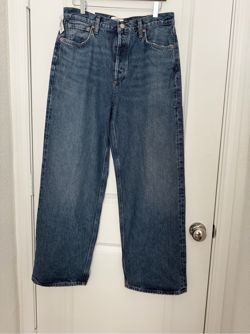 Agolde Wide-Leg Denim Jeans in Dark Blue Wash